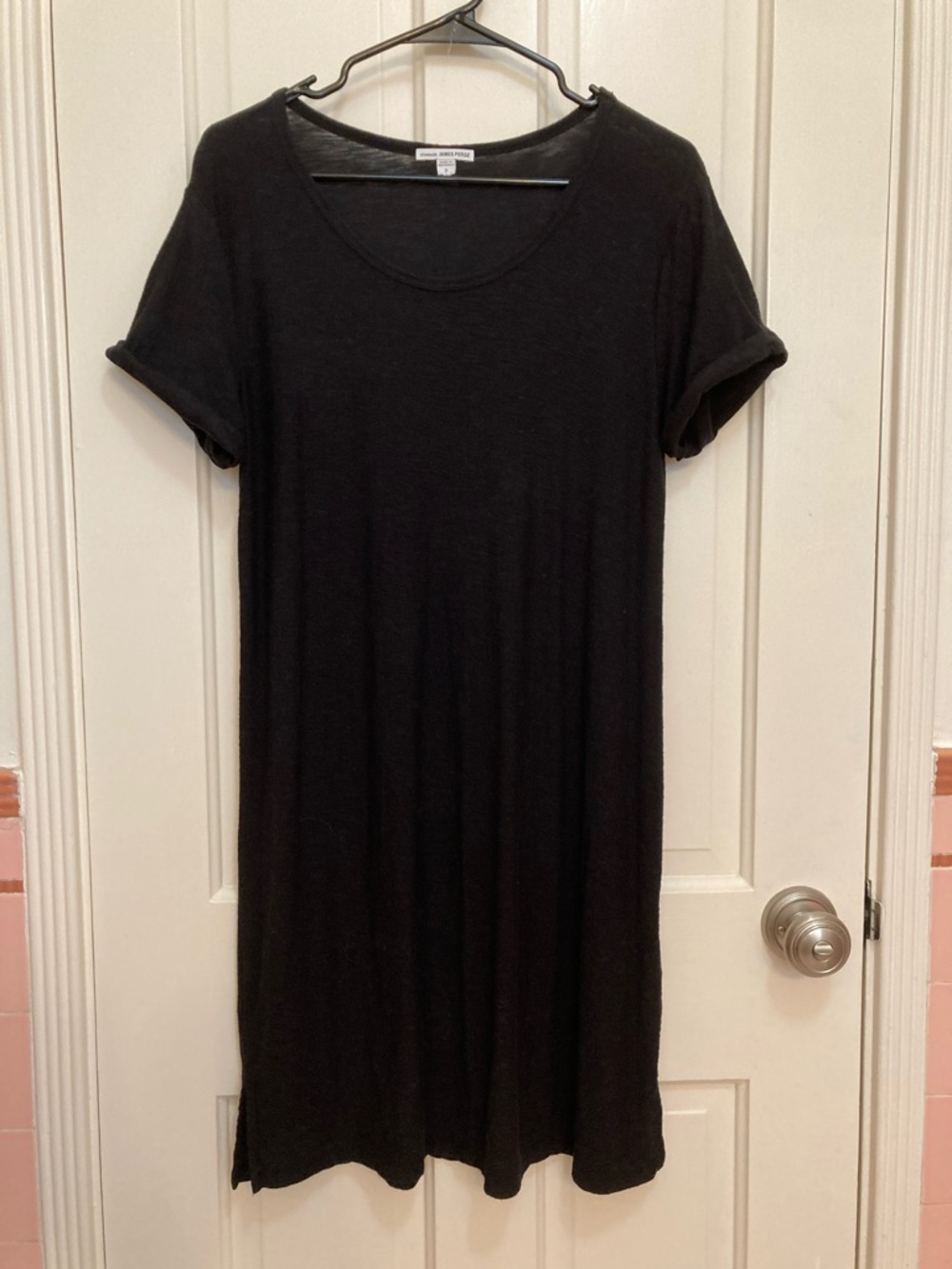 James Perse slub cuff sleeve black T-shirt dress